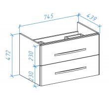 Тумба под раковину Bellezza Рокко 80 4635313670037 подвесная Красная Белая