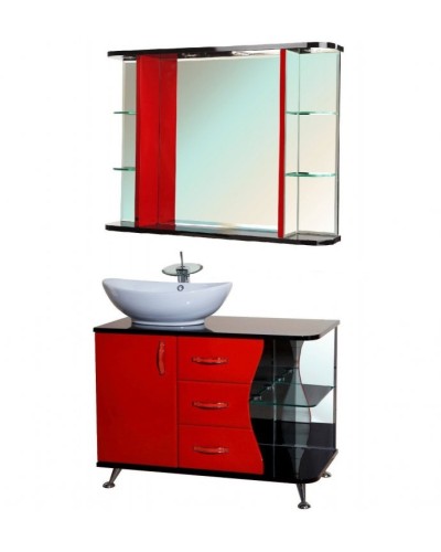 Тумба под раковину Bellezza Рио 90 L 4633615142214 Черная Красная
