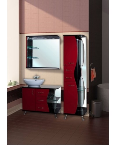 Тумба под раковину Bellezza Рио 90 L 4633615142214 Черная Красная