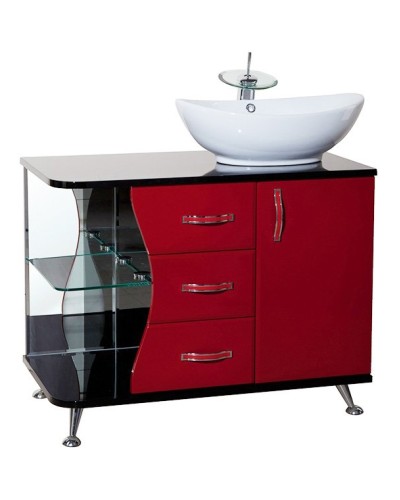 Тумба под раковину Bellezza Рио 90 R 4633615141217 Черная Красная