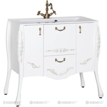 Тумба белый/золото 97,6 см Aquanet Виктория 00183931