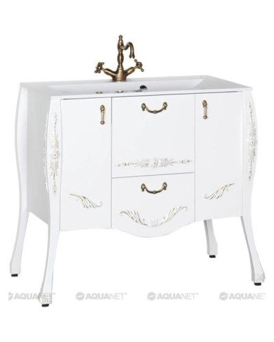 Тумба белый/золото 97,6 см Aquanet Виктория 00183931