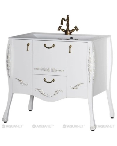 Тумба белый/золото 97,6 см Aquanet Виктория 00183931