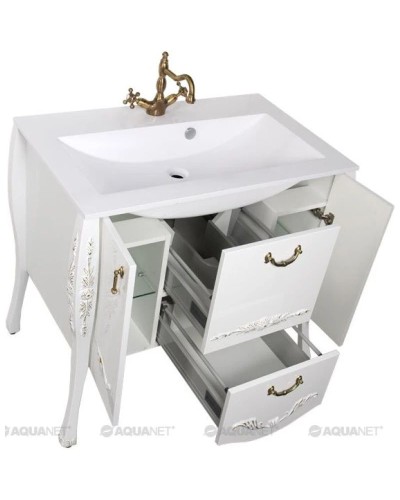 Тумба белый/золото 97,6 см Aquanet Виктория 00183931