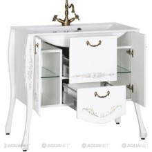 Тумба белый/золото 97,6 см Aquanet Виктория 00183931