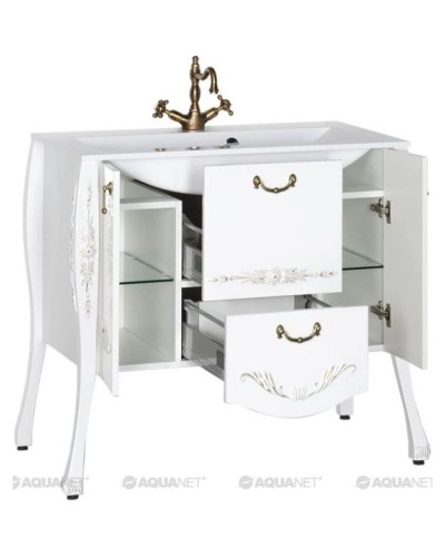 Тумба белый/золото 97,6 см Aquanet Виктория 00183931