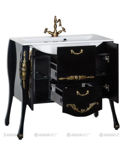 Тумба черный/золото 97,6 см Aquanet Виктория 00183932