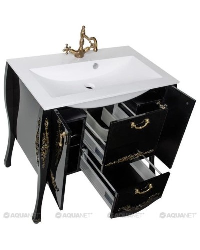 Тумба черный/золото 97,6 см Aquanet Виктория 00183932