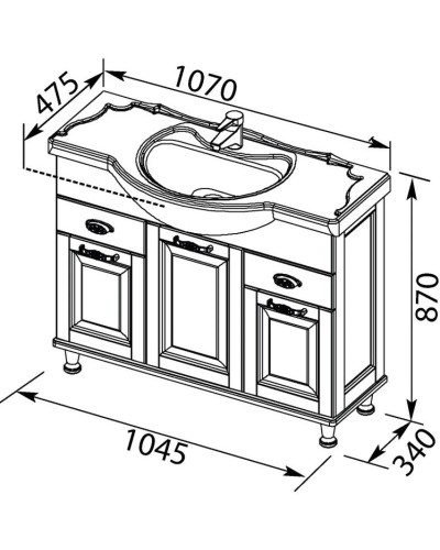 Тумба жасмин/серебро 104,5 см Aquanet Тесса 00185808