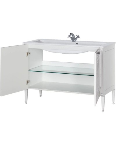 Тумба белый серебряная патина 118 см Aquanet Паола 00181763