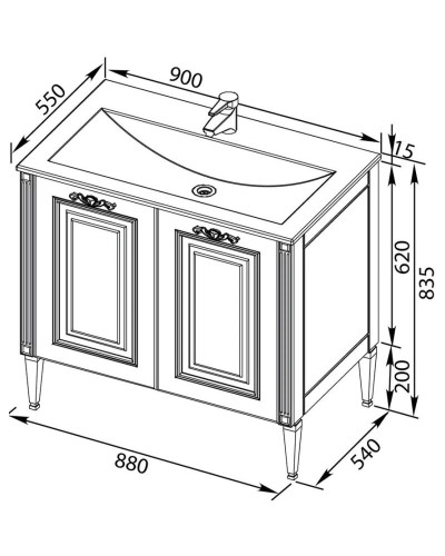 Тумба белый серебряная патина 88 см Aquanet Паола 00181762
