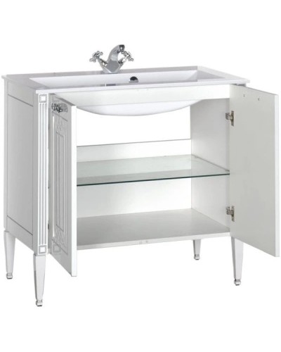 Тумба белый серебряная патина 88 см Aquanet Паола 00181762