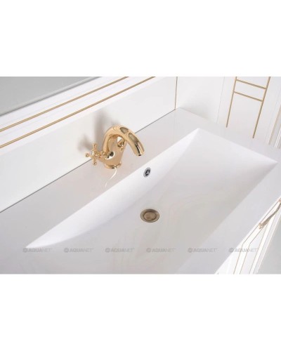 Тумба белый золотая патина 88 см Aquanet Паола 00186116