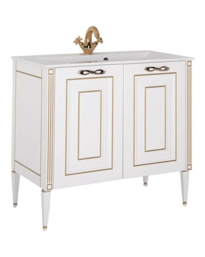 Тумба белый золотая патина 88 см Aquanet Паола 00186116