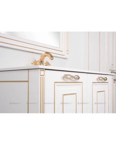 Тумба белый золотая патина 88 см Aquanet Паола 00186116