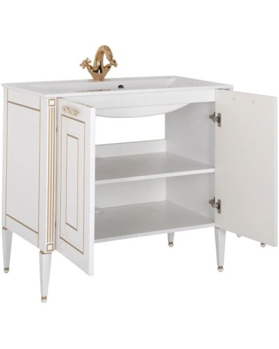 Тумба белый золотая патина 88 см Aquanet Паола 00186116