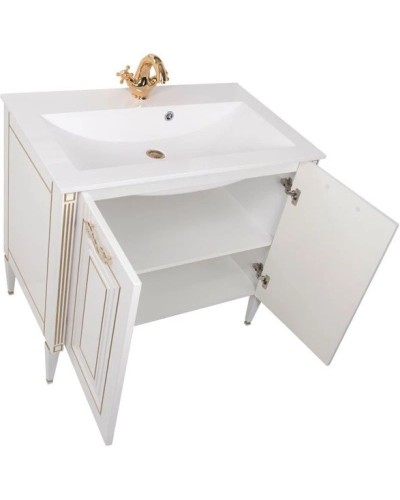 Тумба белый золотая патина 88 см Aquanet Паола 00186116