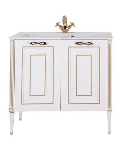 Тумба белый золотая патина 88 см Aquanet Паола 00186116