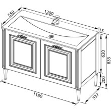 Тумба белый золотая патина 118 см Aquanet Паола 00186114
