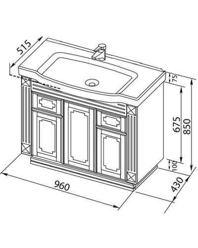 Тумба белый 96 см Aquanet Фредерика 00169967