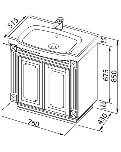 Тумба белый 76 см Aquanet Фредерика 00170095