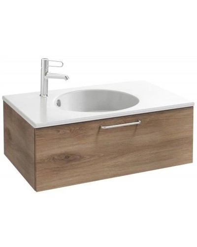 Тумба под раковину Jacob Delafon Odeon Rive Gauche 80 EB2515-R9-E52 подвесная Дуб табак ручки Черные