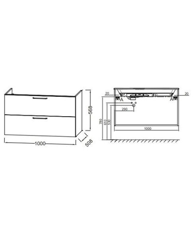 Тумба под раковину Jacob Delafon Odeon Rive Gauche 100 EB2524-R9-E10 подвесная Квебекский дуб ручки Черные