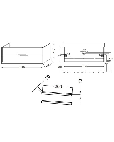 Тумба под раковину Jacob Delafon Vivienne 120 EB1509-N18-N18 подвесная Белая ручки Хром
