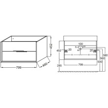 Тумба под раковину Jacob Delafon Vivienne 80 EB1584-N18-S40 подвесная Белая Серая