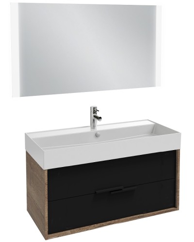 Тумба под раковину Jacob Delafon Vivienne 100 EB1585-E52-S14 подвесная Черный сатин Дуб табак