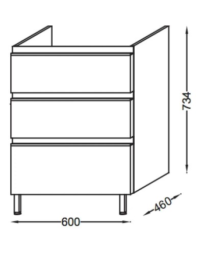 Тумба ореховое дерево 60 см 3 ящика Jacob Delafon Vox EB2050-RA-E16