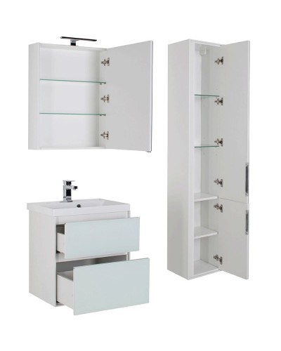 Тумба под раковину Aquanet Гласс 60 196961 подвесная Белая