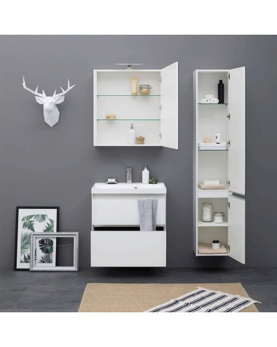 Тумба под раковину Aquanet Гласс 60 196961 подвесная Белая