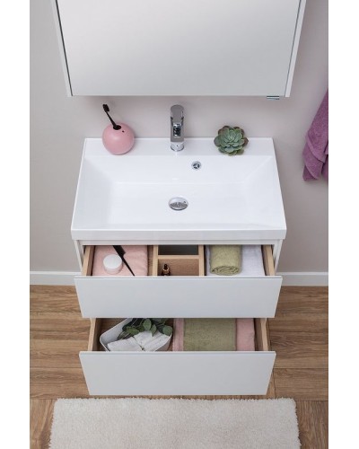 Тумба под раковину Aquanet Гласс 60 196961 подвесная Белая