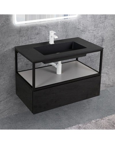 Тумба Cezares Cadro 80 CADRO-80-1C-SO-NR-BLUM подвесная Черная матовая