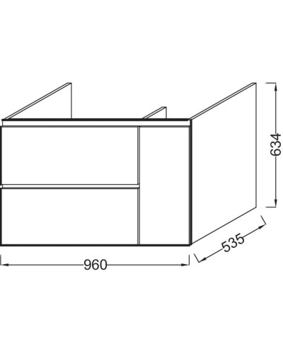 Тумба медный бетон 96 см 2 ящика и 1 дверца Jacob Delafon Soprano EB1331-N28