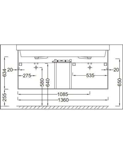 Тумба арлингтонгский дуб 136 см Jacob Delafon Soprano EB1335-E70