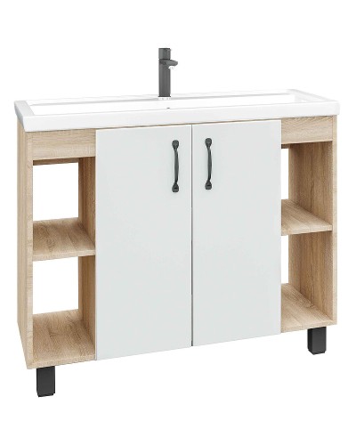 Тумба под раковину Grossman Флай 100 101001 Дуб сонома Белая