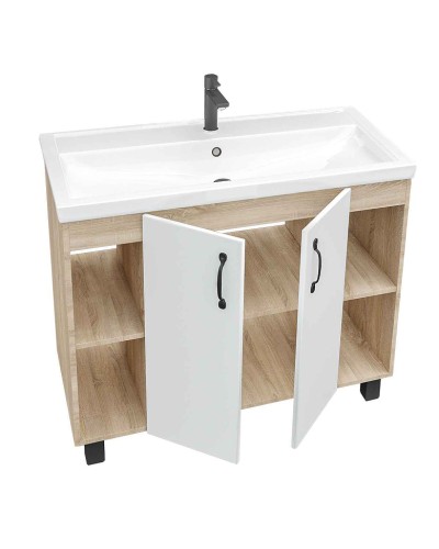 Тумба под раковину Grossman Флай 100 101001 Дуб сонома Белая