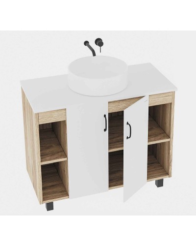 Тумба под раковину Grossman Флай 100 101001 Дуб сонома Белая