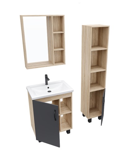 Тумба под раковину Grossman Флай 60 106002 Дуб сонома Серая