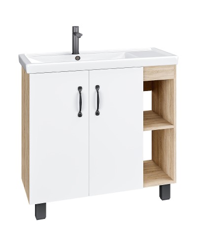 Тумба под раковину Grossman Флай 80 108001 Дуб сонома Белая