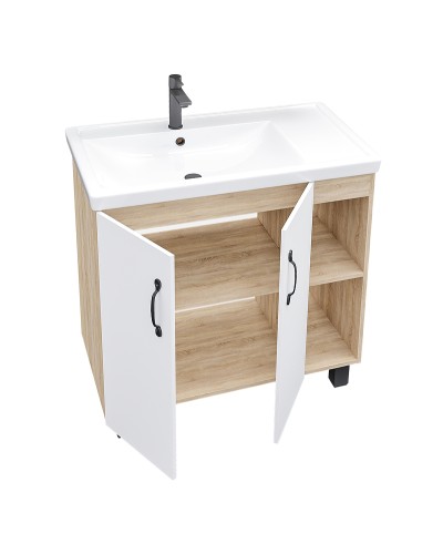 Тумба под раковину Grossman Флай 80 108001 Дуб сонома Белая