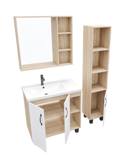 Тумба под раковину Grossman Флай 80 108001 Дуб сонома Белая