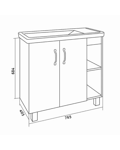 Тумба под раковину Grossman Флай 80 108001 Дуб сонома Белая