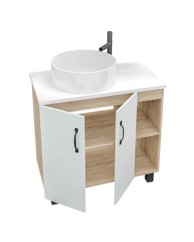 Тумба под раковину Grossman Флай 80 108001 Дуб сонома Белая