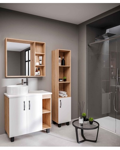 Тумба под раковину Grossman Флай 80 108001 Дуб сонома Белая