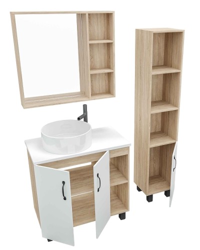 Тумба под раковину Grossman Флай 80 108001 Дуб сонома Белая