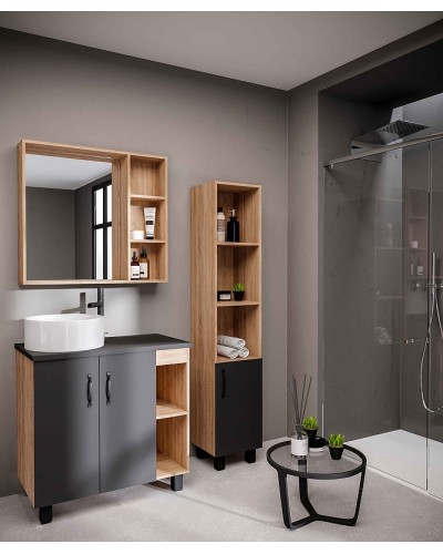 Тумба под раковину Grossman Флай 80 108002 Дуб сонома Серая