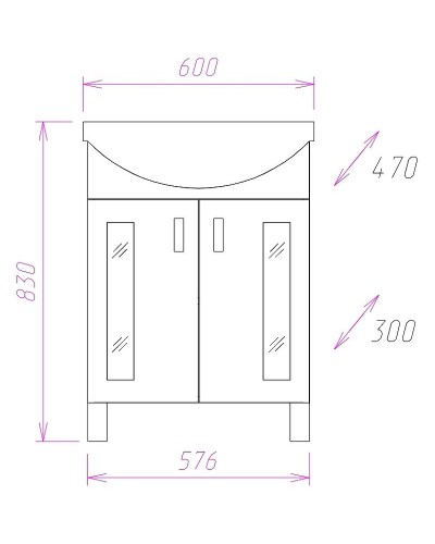 Тумба под раковину Onika Кристалл 60.18 106123 Белая